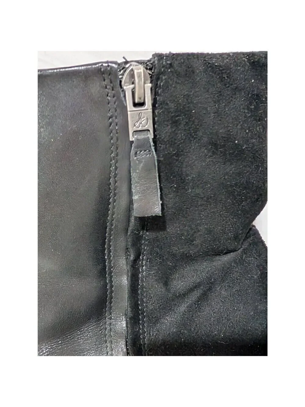 Sam Edelman Women's Black Leather Suede Chunky Heel Boot Sz 7.5